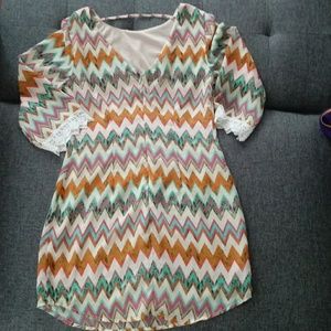 Speechless Dresses - Sheer material zig zag multicolor dress Speechless Dresses - Sheer material zig zag multicolor dress